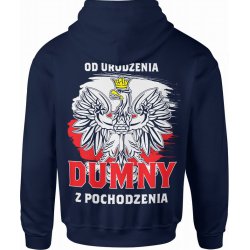  Bluza męska z kapturem Dumny z pochodzenia Patriotyczna Polska granatowa