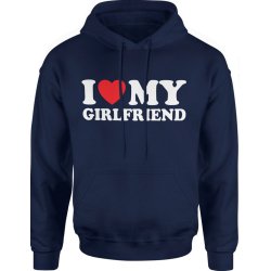  Bluza męska z kapturem I Love My Girlfriend Kocham Moją Dziewczynę granatowa