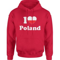  Bluza męska z kapturem I Love Poland Polska PL czerwona