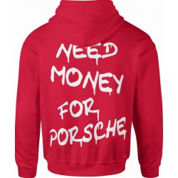  Bluza męska z kapturem Need Money For Porsche czerwona