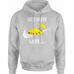  Bluza męska z kapturem Pokemon Pikachu Just do it later szara
