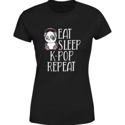  Koszulka damska Eat Sleep K-POP repeat KPOP muzyczna