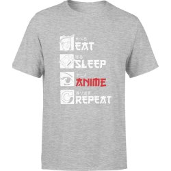  Koszulka męska Anime Eat Sleep Repeat szara
