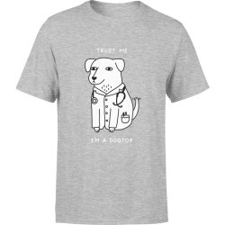  Koszulka męska Dogtor Pies dla miłośnika psów szara