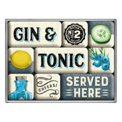  Magnesy na lodówkę 9szt Gin & Tonic Served