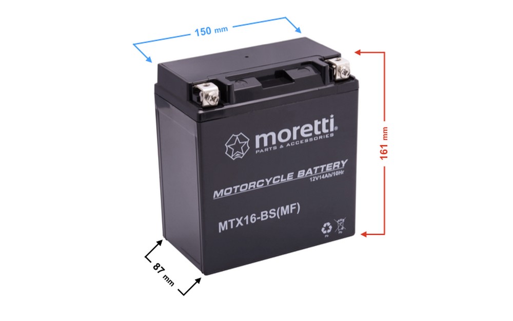 Akumulator AGM (Gel) MTX16 12V 14Ah Moretti