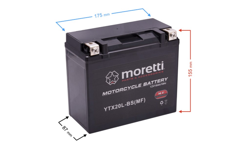 Akumulator AGM (Gel) MTX20L-BS 12V 18Ah Moretti