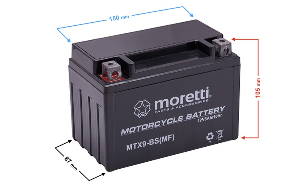 Akumulator AGM (Gel) MTX9-BS 12V 8Ah Moretti