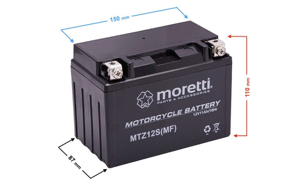 Akumulator AGM (Gel) MTZ12S 12V 11Ah Moretti