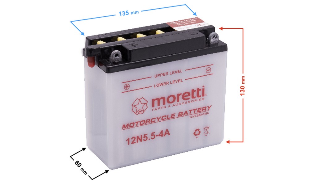 Akumulator kwasowo-ołowiowy 12N5.5-4A 12V 5,5Ah Moretti