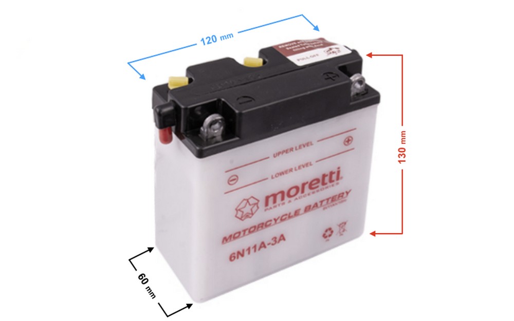 Akumulator kwasowo-ołowiowy 6N11A-3A 6V 11Ah Moretti