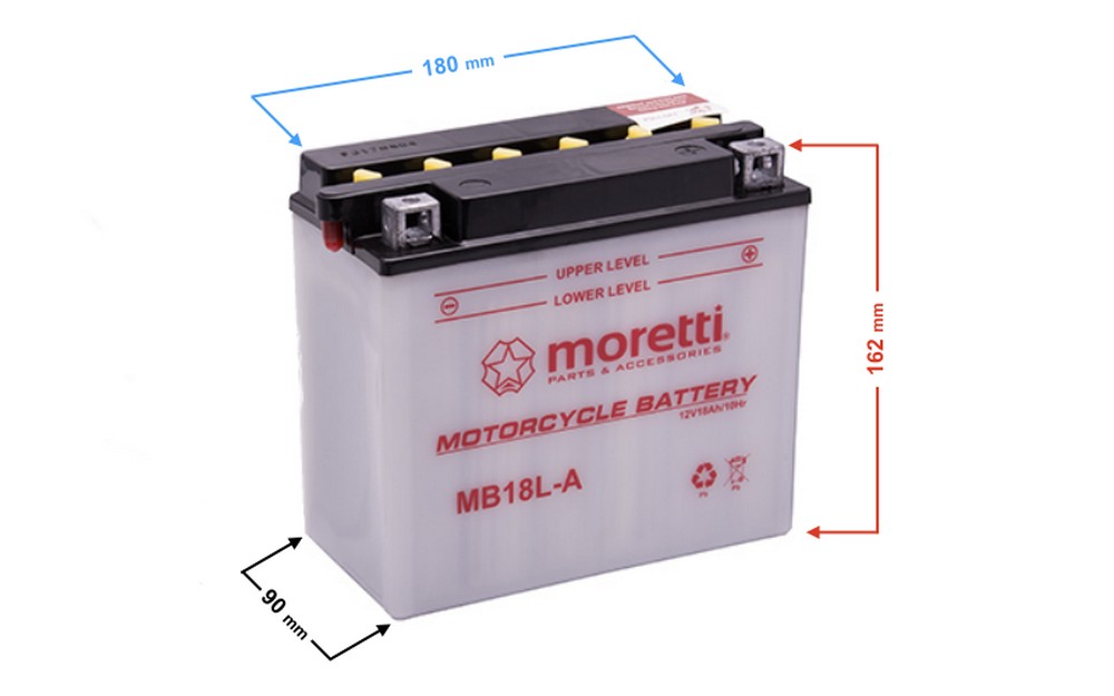 Akumulator kwasowo-ołowiowy MB18L-A 12V 18Ah Moretti