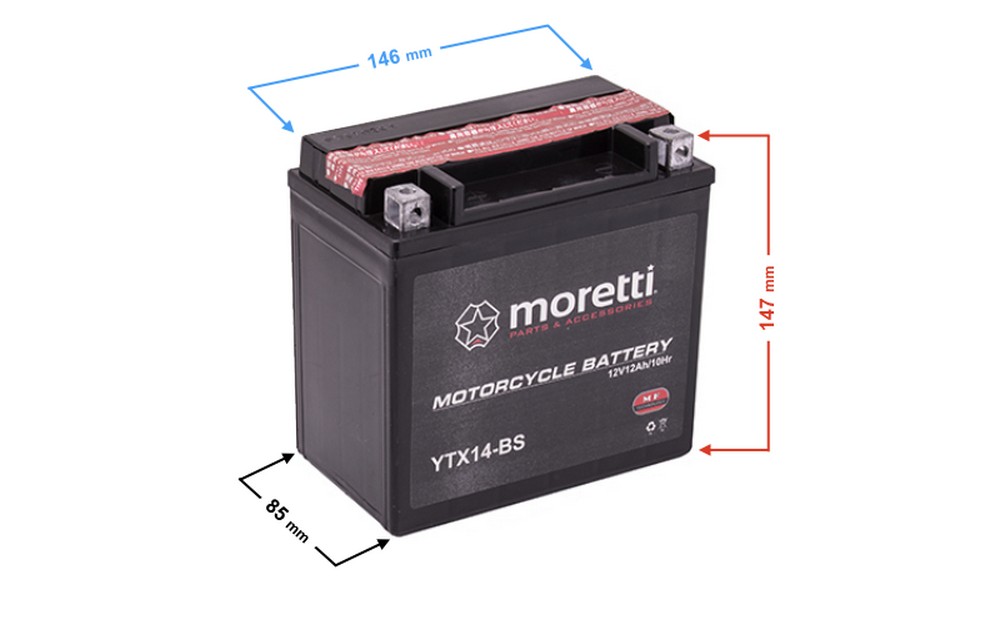 Akumulator kwasowo-ołowiowy MTX14-BS 12V 12Ah Moretti