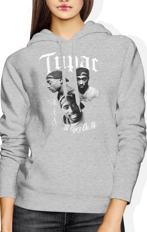 Bluza damska z kapturem 2Pac Tupac streetwear szara