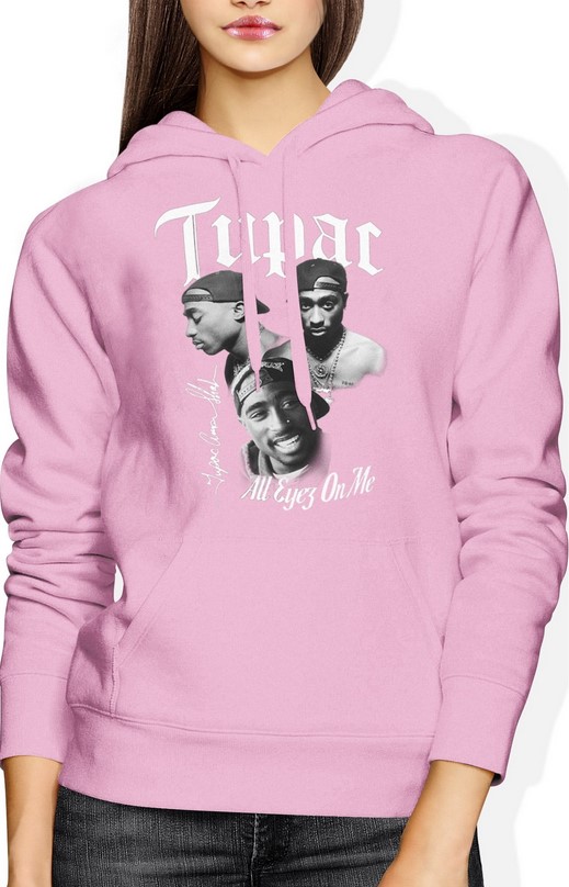 Bluza damska z kapturem 2Pac Tupac streetwear różowa