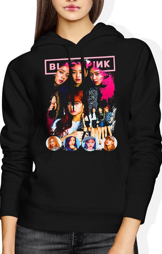 Bluza damska z kapturem Blackpink kpop black pink kpop
