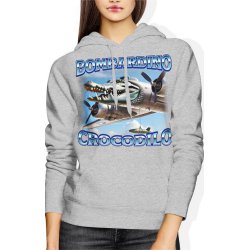  Bluza damska z kapturem Bombardino Crocodilo Brainrot Tik Tok Memy Bombardiro Crokodilo Bombardinio szara