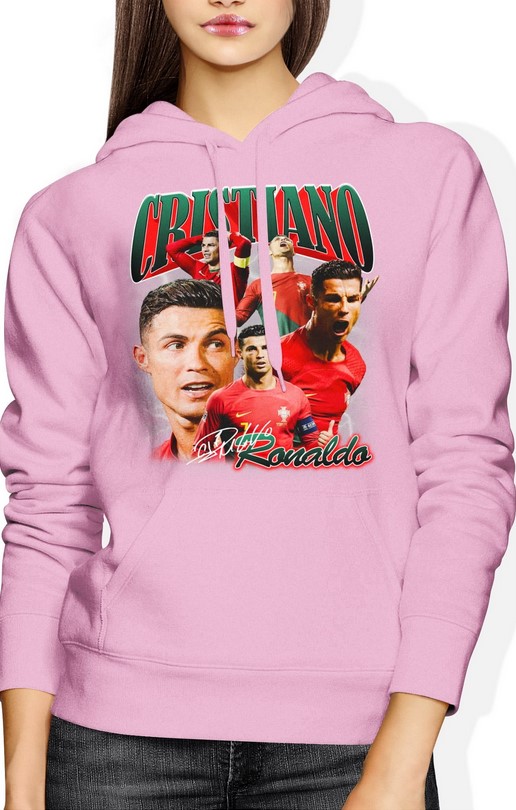 Bluza damska z kapturem Cristiano Ronaldo AL-NASSR Portugalia piłkarska różowa