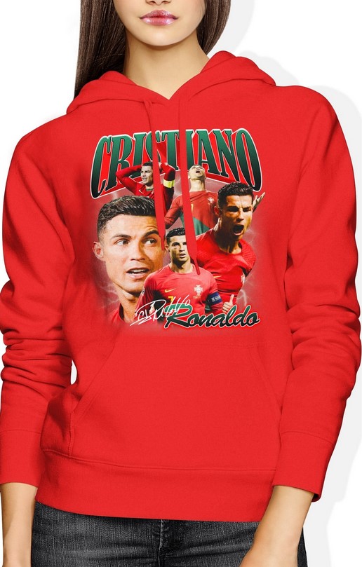 Bluza damska z kapturem Cristiano Ronaldo AL-NASSR Portugalia piłkarska czerwona
