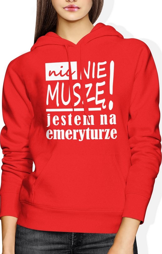 Bluza damska z kapturem Emerytura emerytka seniorka czerwona