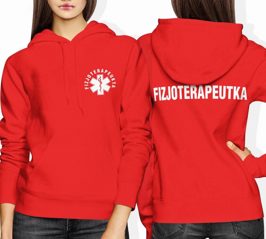 Bluza damska z kapturem Fizjoterapeutka czerwona