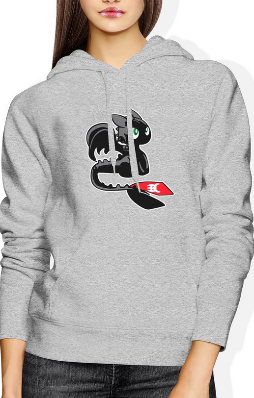 Bluza damska z kapturem Jak wytresować smoka Szczerbatek szara