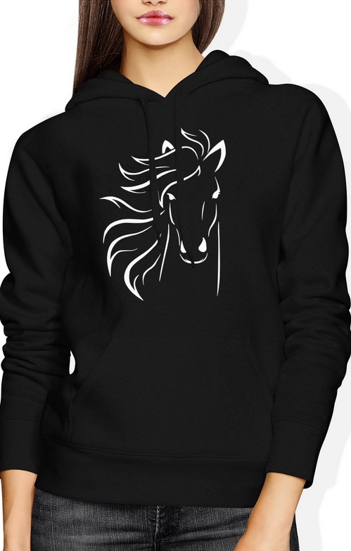 Bluza damska z kapturem Koń z koniem Horse minimalistyczna