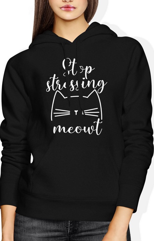 Bluza damska z kapturem Kot z kotem zabawna stop stressing cat
