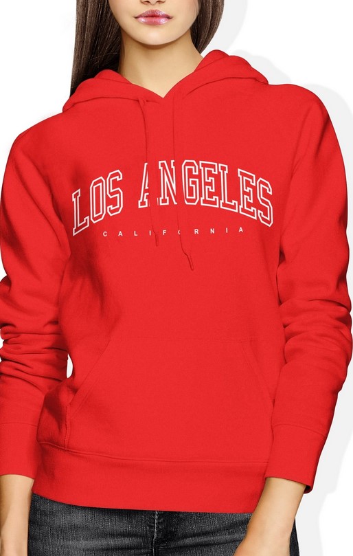 Bluza damska z kapturem Los Angeles California czerwona