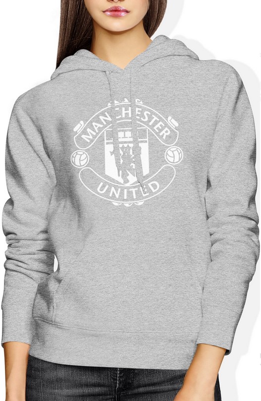 Bluza damska z kapturem Manchester United prezent sport piłkarska szara