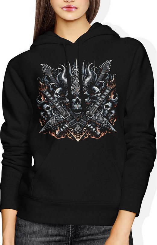 Bluza damska z kapturem Metal Diabeł Gitary Czaszki