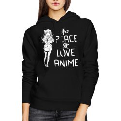  Bluza damska z kapturem Peace love anime 