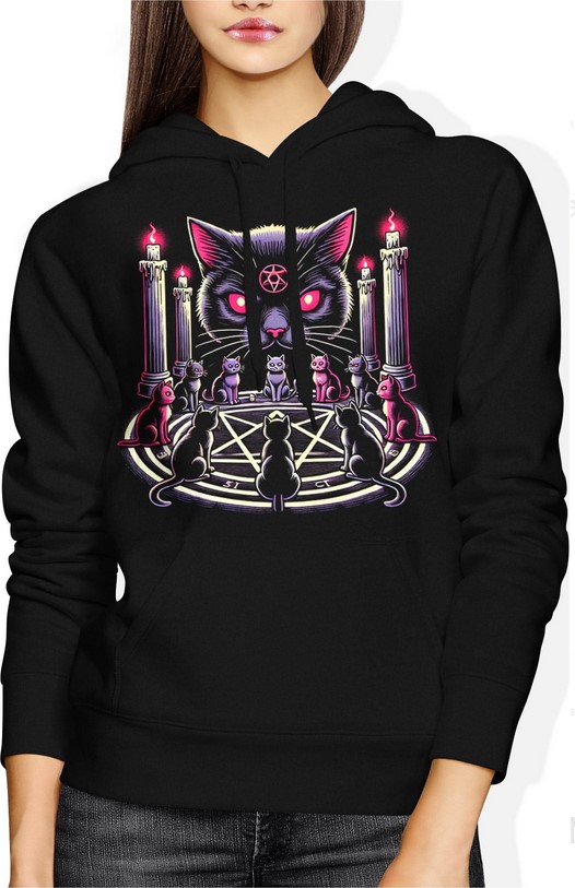 Bluza damska z kapturem Pentagram Z Kotami Okultystyczna