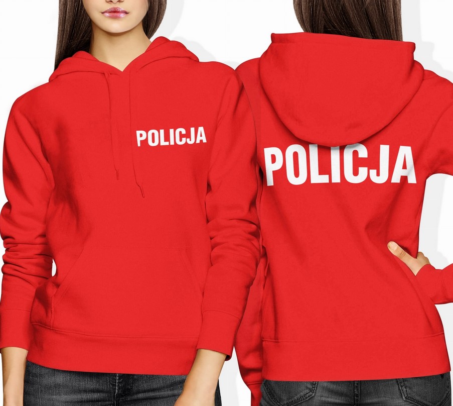 Bluza damska z kapturem Policja prezent dla policjantki policyjna czerwona