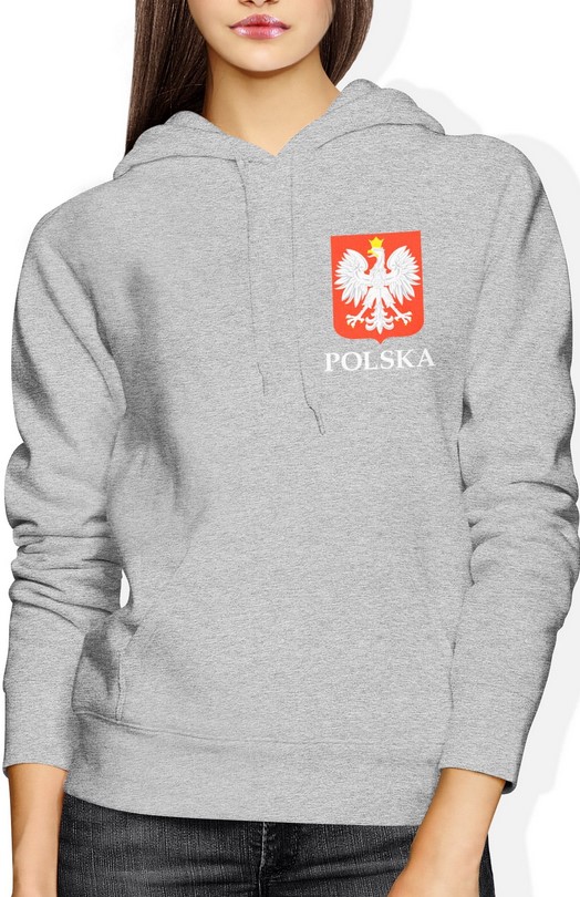 Bluza damska z kapturem Polska Patriotyczna szara