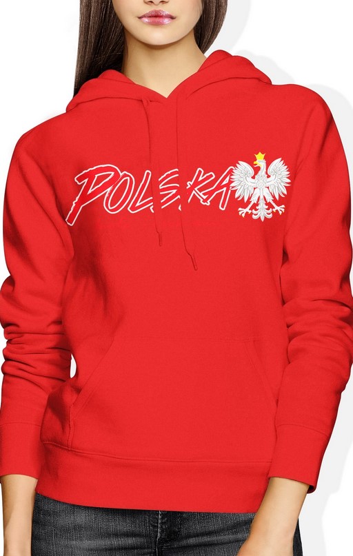 Bluza damska z kapturem Polska Biało Czerwoni Kibica czerwona