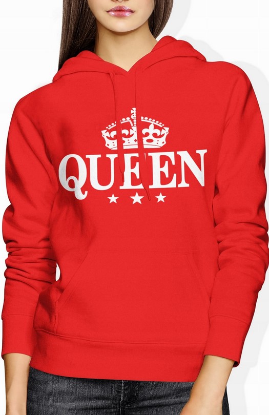 Bluza damska z kapturem Queen Korona czerwona
