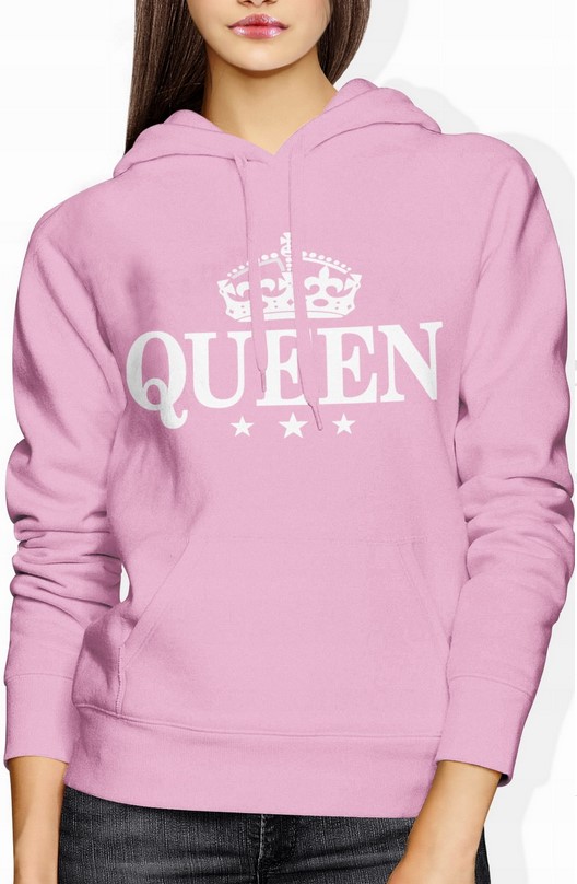 Bluza damska z kapturem Queen Korona różowa