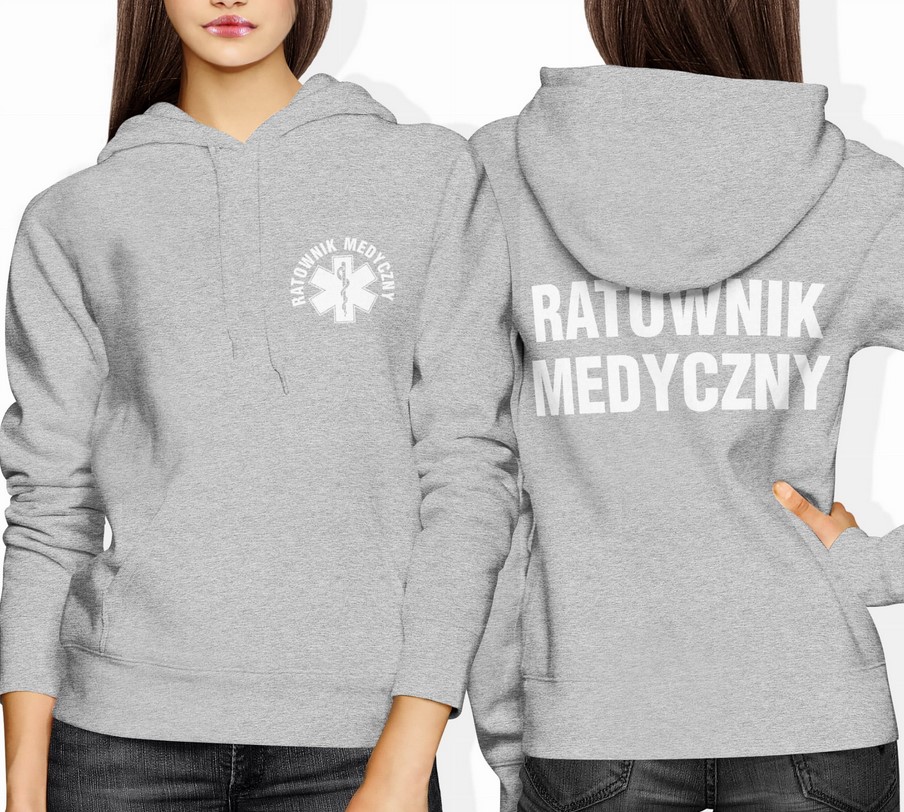 Bluza damska z kapturem Ratownik medyczny ratownictwo szara
