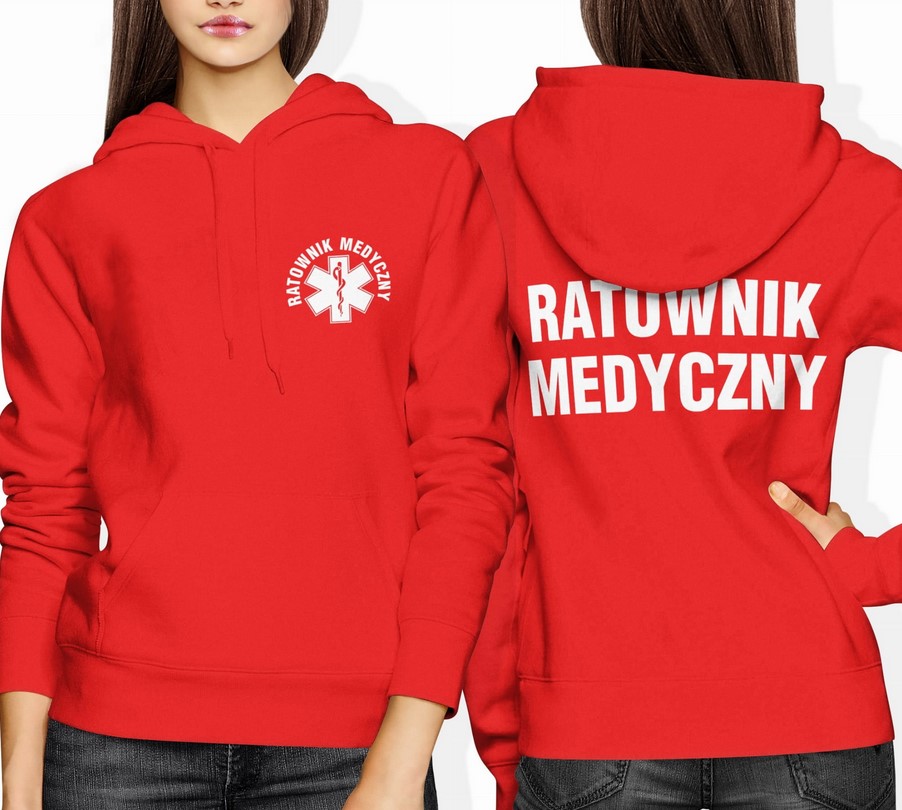 Bluza damska z kapturem Ratownik medyczny ratownictwo czerwona