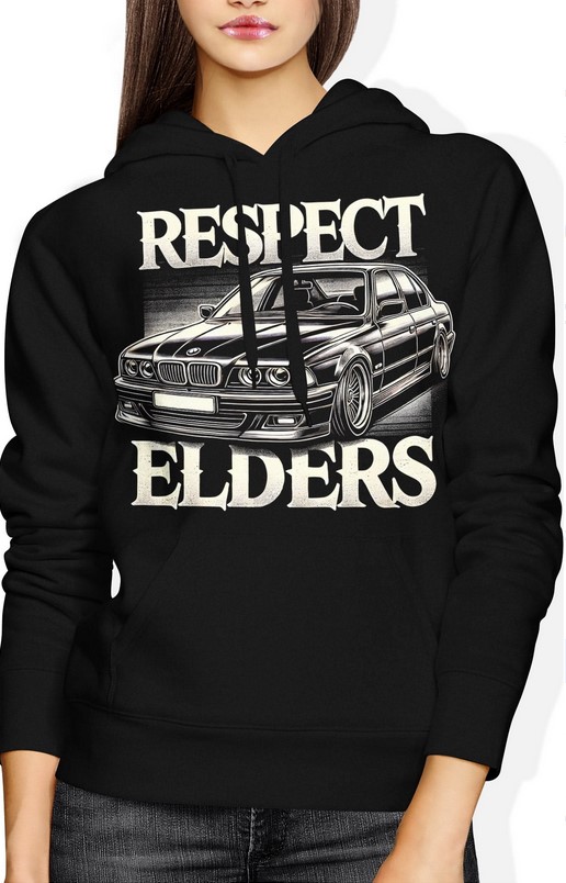 Bluza damska z kapturem Respect Elders vintage z zabytkowym samochodem