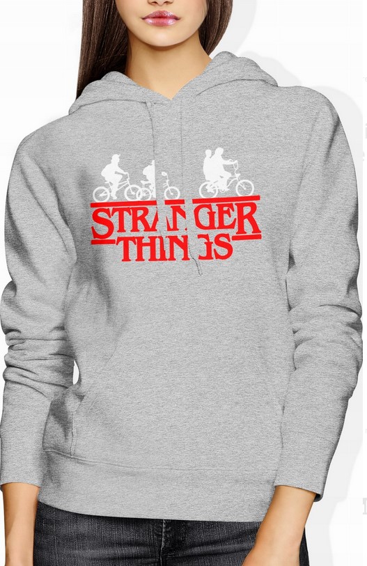 Bluza damska z kapturem Stranger Things szara
