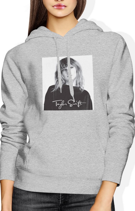 Bluza damska z kapturem Taylor Swift pop muzyczna szara