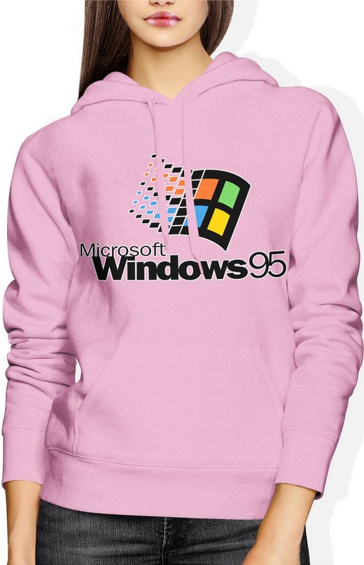 Bluza damska z kapturem Windows 95 vintage retro różowa