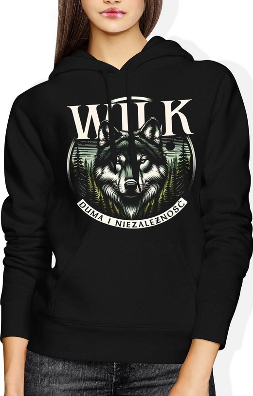 Bluza damska z kapturem z Wilkiem duma i niezależnośc Wilk