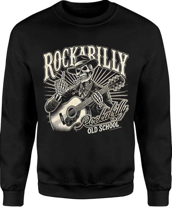 Bluza męska Rockabilly Czaszka Z Gitara