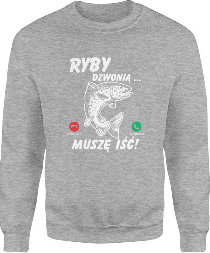 Bluza męska Ryby dzwonią wędkarska wędkarz szara
