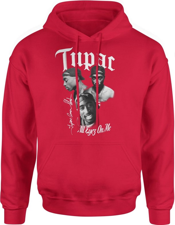 Bluza męska z kapturem 2Pac Tupac streetwear czerwona