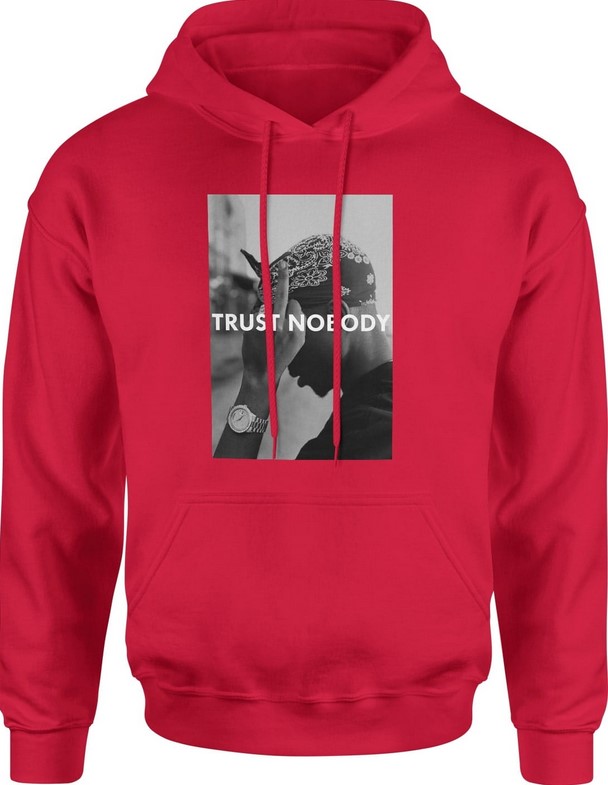 Bluza męska z kapturem 2pac Tupac Rap Trust Nobody czerwona