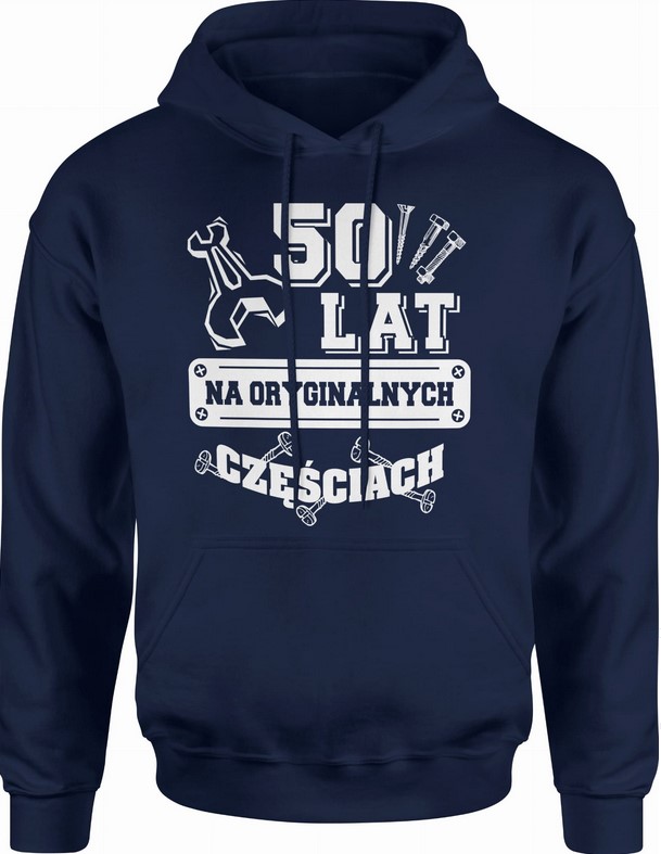 Bluza męska z kapturem 50 lat prezent na urodziny dla mężczyzny granatowa